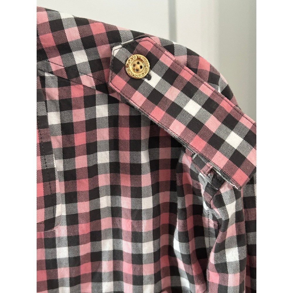Cavi Mens 3XL Gingham Button Down Shirt Plaid Military Epaulettes Preppy Gingham - Picture 5 of 12